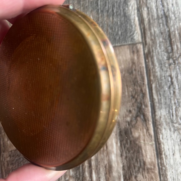 Early 19th century Romantic VTG Brass Victorian Ceramic Painting Compact Mirror - Picture 8 of 12